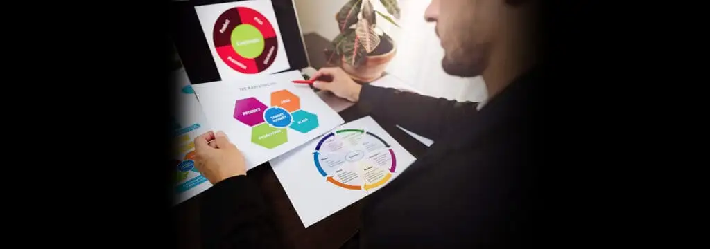 Mann som ser på markedsføringsstrategier